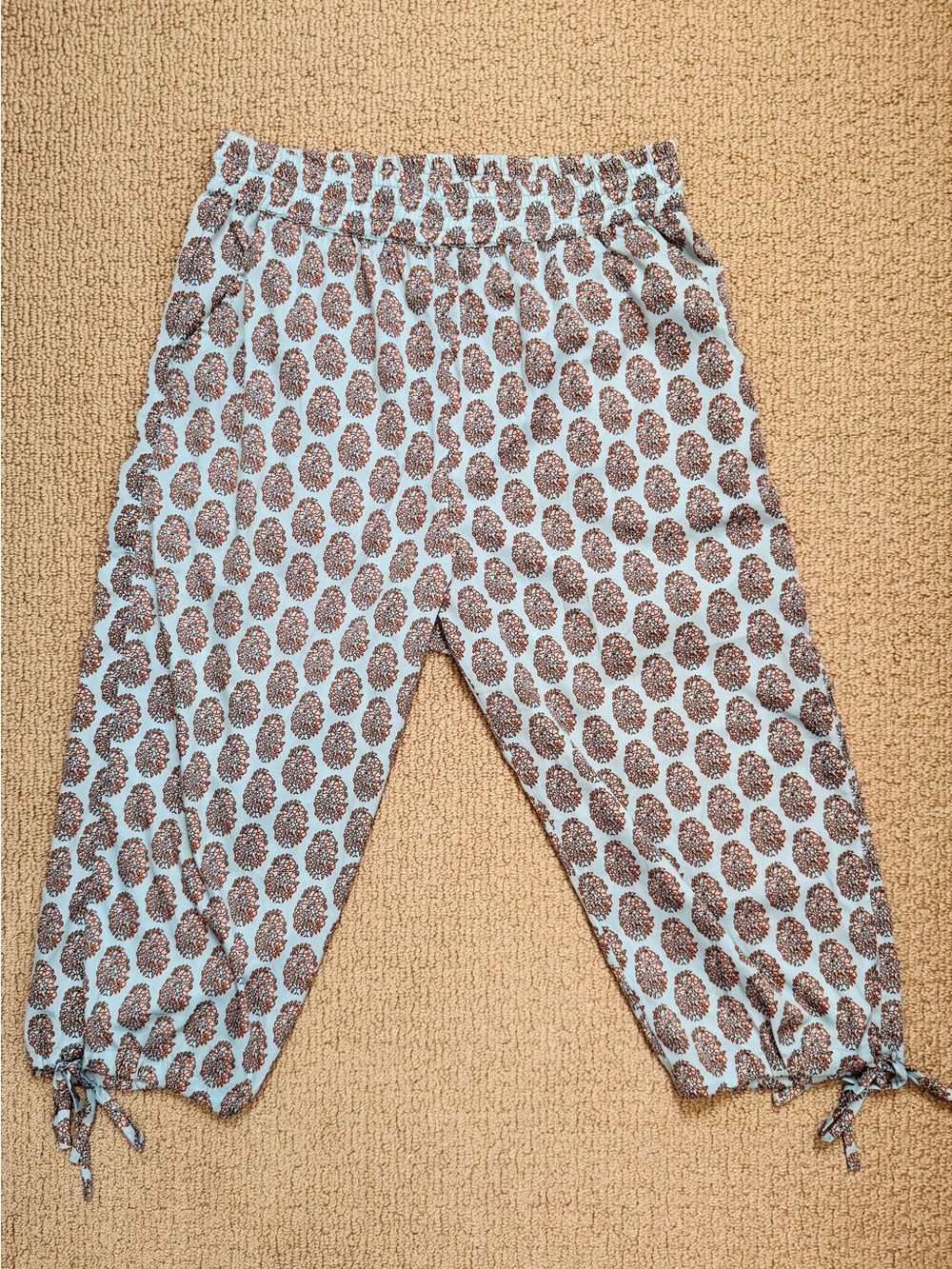 Urban Outfitters Blue Printed Cropped Pants with Brown Dot Pattern